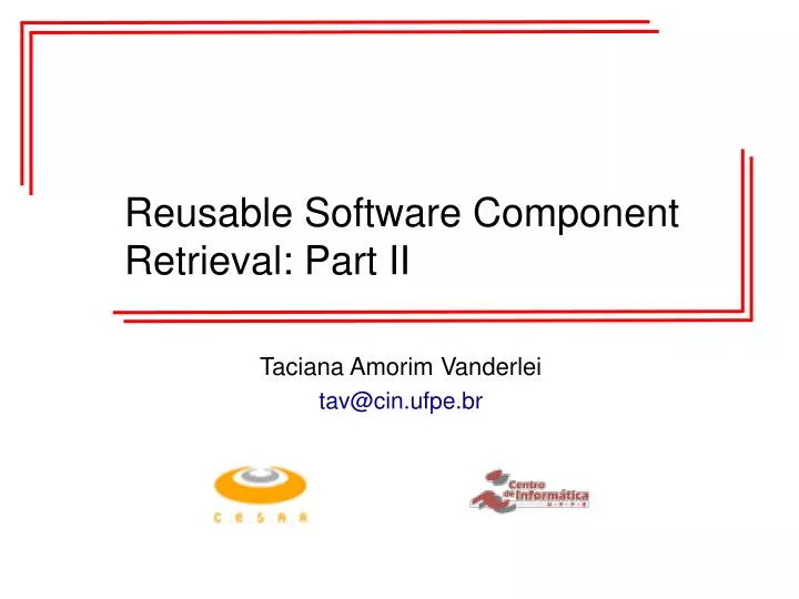 reusable software component retrieval part ii