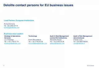 Deloitte contact persons for EU business issues