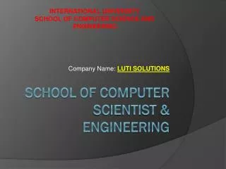 School Of Computer Scientist &amp; Engineering