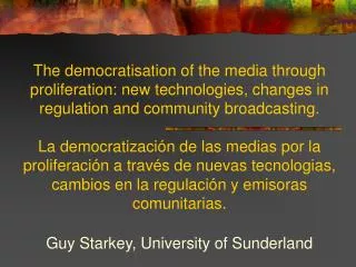 Guy Starkey, University of Sunderland