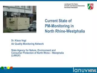 Current State of PM-Monitoring in North Rhine-Westphalia