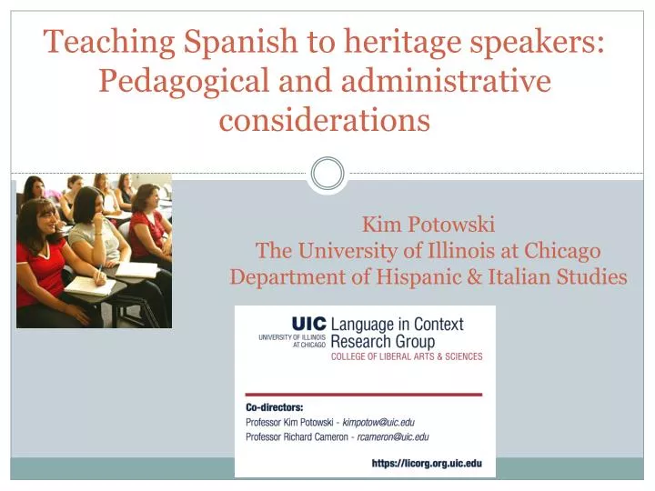 teaching spanish to heritage speakers pedagogical and administrative considerations