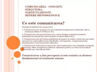 comunicarea concept structura particularitati repere metodologice