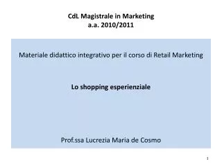 cdl magistrale in marketing a a 2010 2011