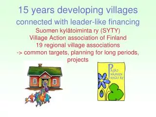 Village Development in the Lahti Region (Päijät-Häme)