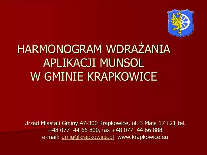 harmonogram wdra ania aplikacji munsol w gminie krapkowice