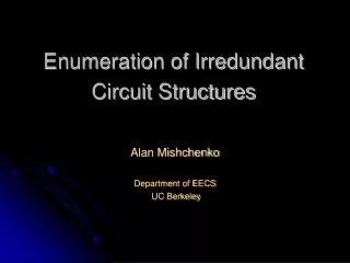 Enumeration of Irredundant Circuit Structures