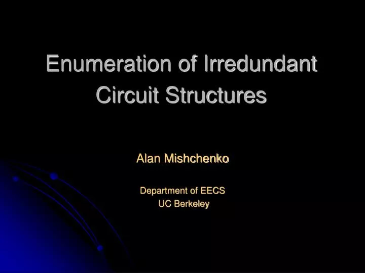 enumeration of irredundant circuit structures