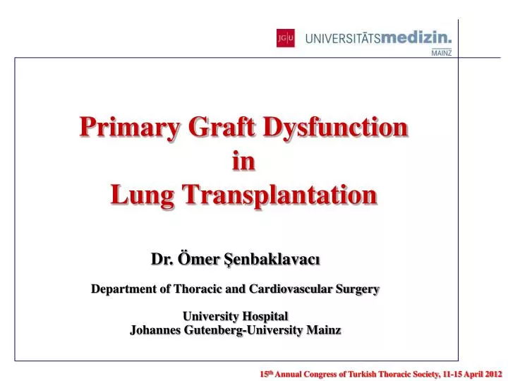 primary graft dysfunction in lung transplantation