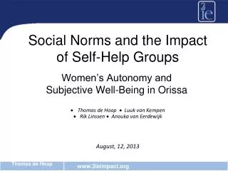 Social Norms and the Impact of Self-Help Groups