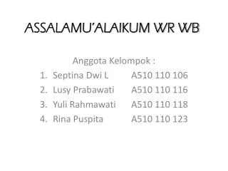 assalamu alaikum wr wb