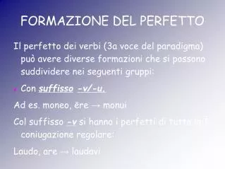 formazione del perfetto