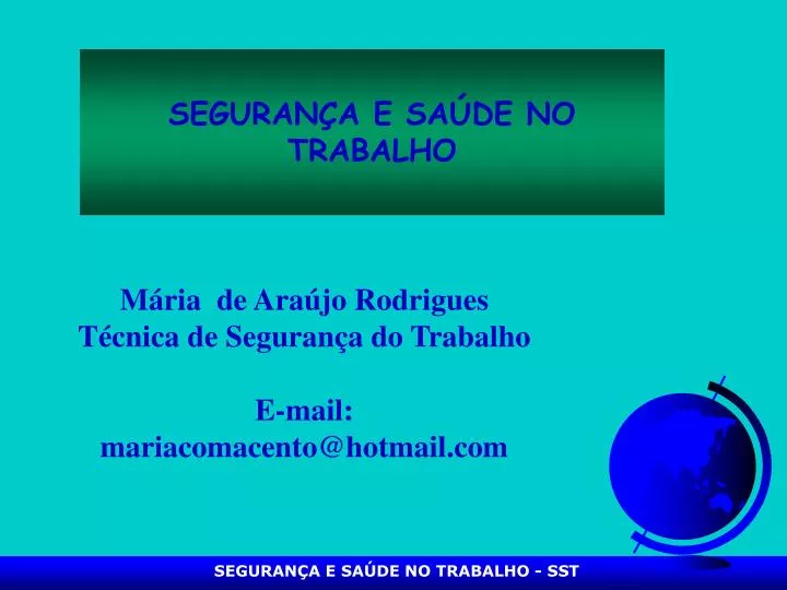 Ppt Seguran A E Sa De No Trabalho Powerpoint Presentation Free Download Id