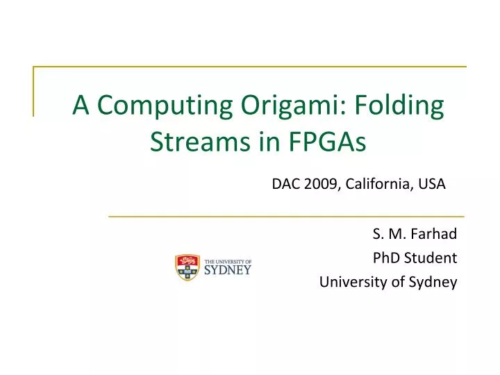 a computing origami folding streams in fpgas