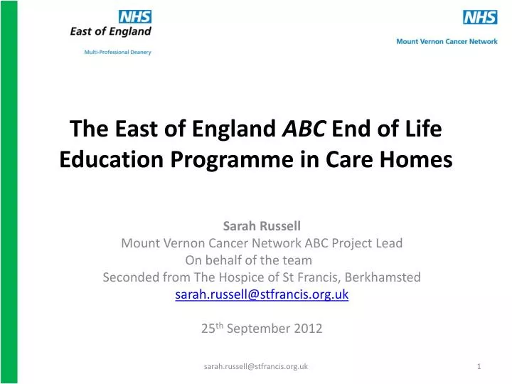 the east of england abc end of life education programme in care homes