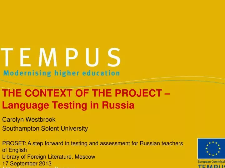 the context of the project language testing in russia