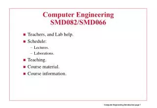 Computer Engineering SMD082/SMD066