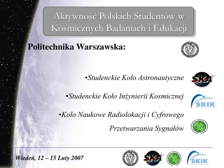 aktywno polskich student w w kosmicznych badaniach i edukacji