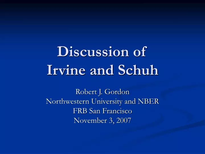 discussion of irvine and schuh