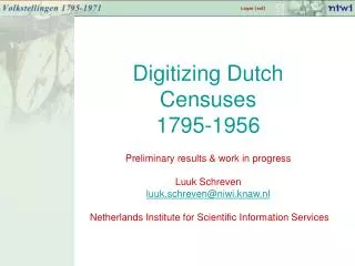 Digitizing Dutch Censuses 1795-1956