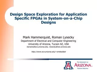 Design Space Exploration for Application Specific FPGAs in System-on-a-Chip Designs