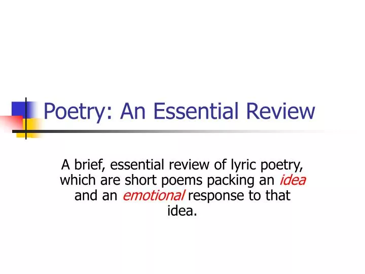 poetry an essential review