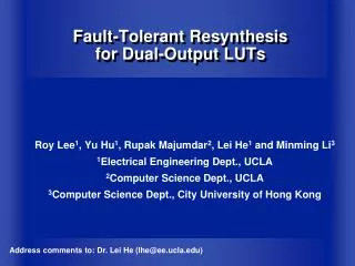 Fault-Tolerant Resynthesis for Dual-Output LUTs