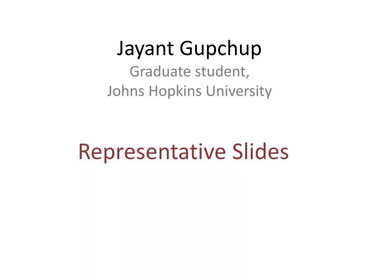 jayant gupchup graduate student johns hopkins university