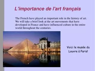 L'importance de l'art français