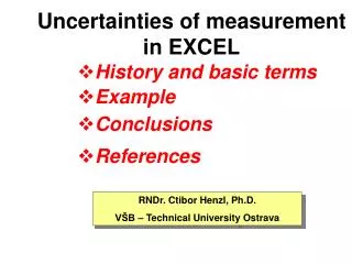 Uncertainties of measurement in EXCEL