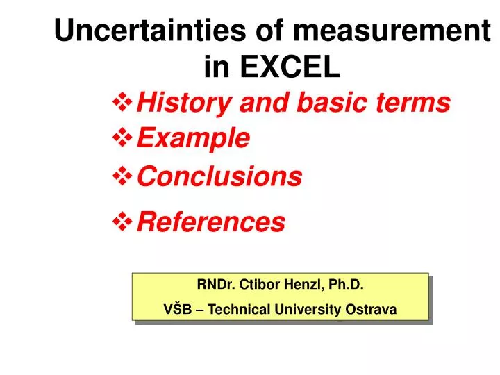 uncertainties of measurement in excel