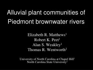 Alluvial plant communities of Piedmont brownwater rivers