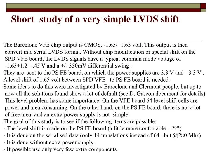 short study of a very simple lvds shift