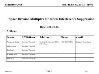Space Division Multiplex for OBSS Interference Suppression