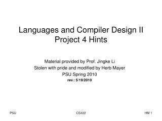 Languages and Compiler Design II Project 4 Hints