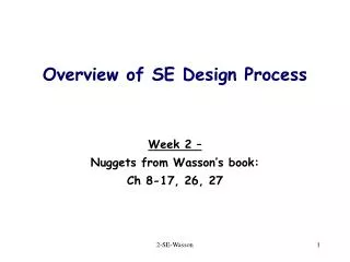 Overview of SE Design Process