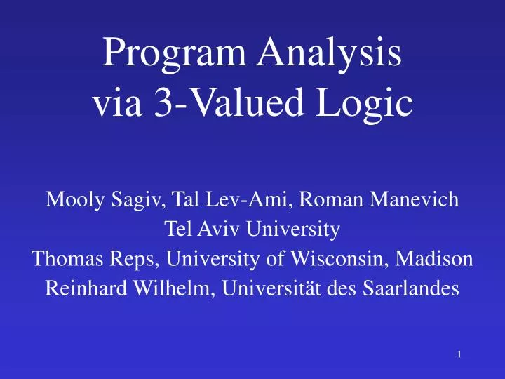 program analysis via 3 valued logic