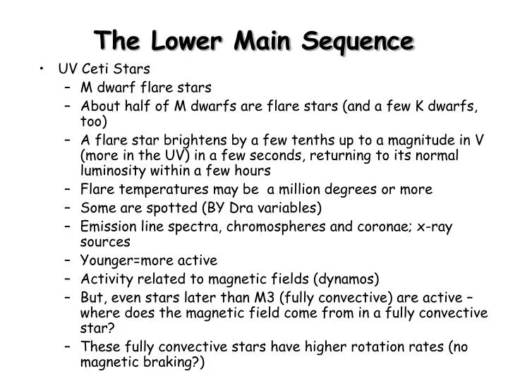 the lower main sequence