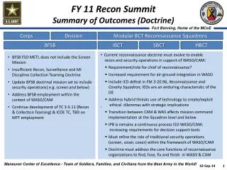 FY 11 Recon Summit Summary of Outcomes (Doctrine)