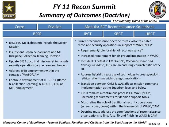 fy 11 recon summit summary of outcomes doctrine
