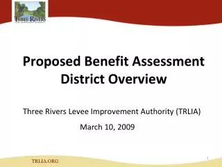 Proposed Benefit Assessment District Overview