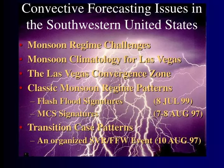 convective forecasting issues in the southwestern united states
