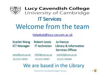 Induction for Lucy Cavendish College IT Services