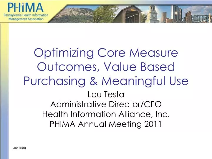 optimizing core measure outcomes value based purchasing meaningful use