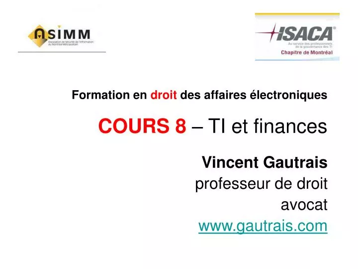 formation en droit des affaires lectroniques cours 8 ti et finances