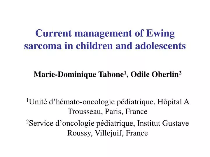 current management of ewing sarcoma in children and adolescents