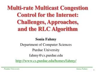 Sonia Fahmy Department of Computer Sciences Purdue University fahmy@cs.purdue
