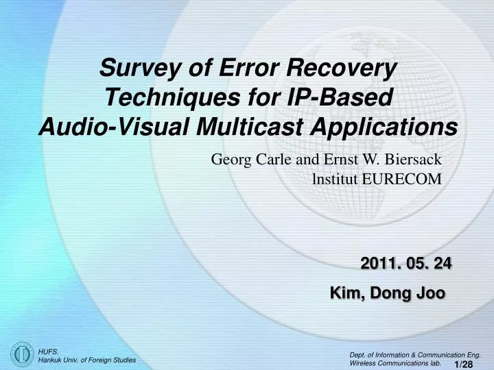 survey of error recovery techniques for ip based audio visual multicast applications
