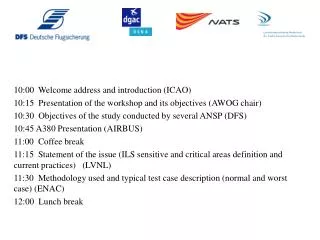10:00 Welcome address and introduction (ICAO)