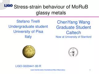 Stress-strain behaviour of MoRuB glassy metals